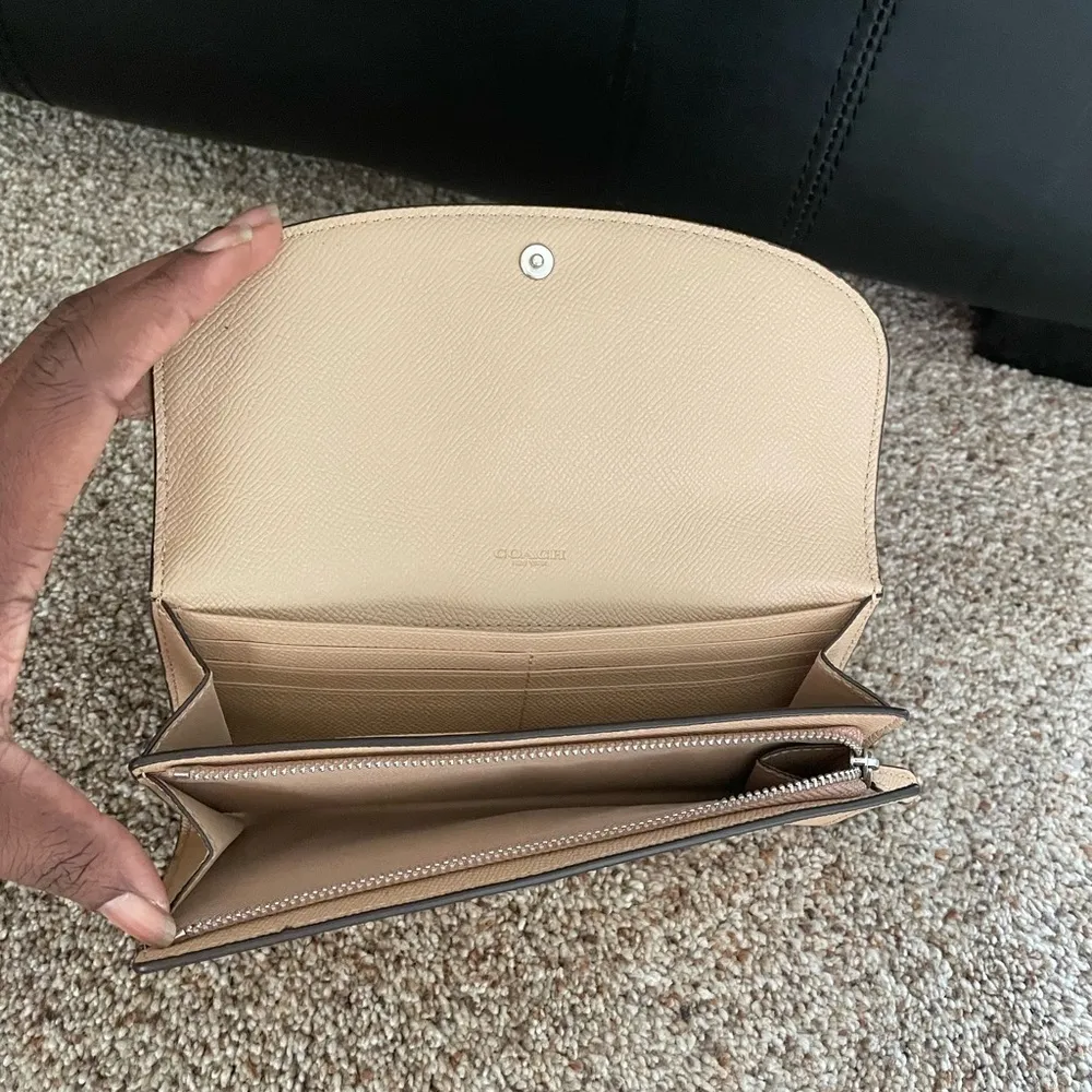 Coach  Leather Envelope Wallet Sparkly Metallic Gold Clutch Evening Formal - Image 10