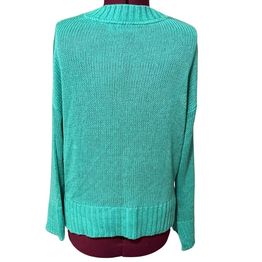 RD STYLE Boxy Modern Medium-Weave Sweater Wide Long Sleeves Aqua Green NWT Small - Image 4