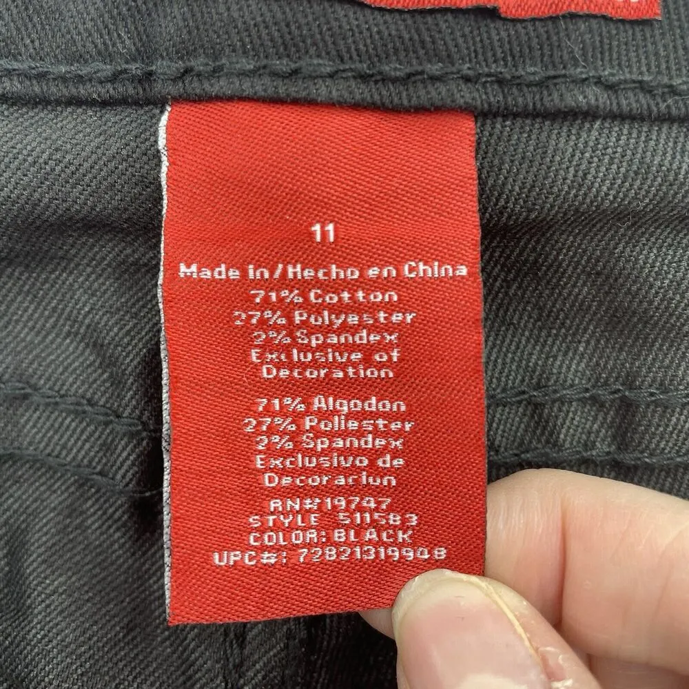 Red Rivet Junior 11 Flare Jeans Black Flap Embroidered Pockets Mid Rise Stretch - Image 10