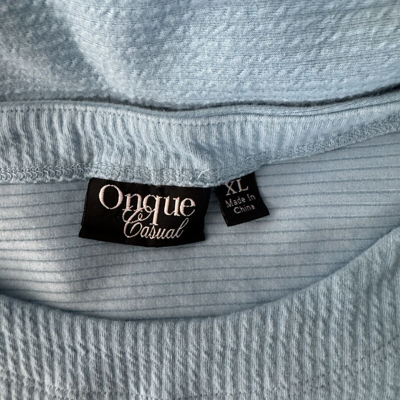 Onque Casual Shirt Womens XL Blue Ribbed‎ Knit Everyday Office Casual Versatile - Image 6