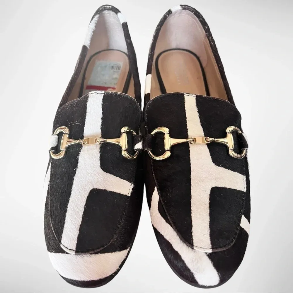 ALFANI Step N Flex Calf Hair Loafers With Brass‎ Horse Bit Detail Size 6 | EUC White - Image 6