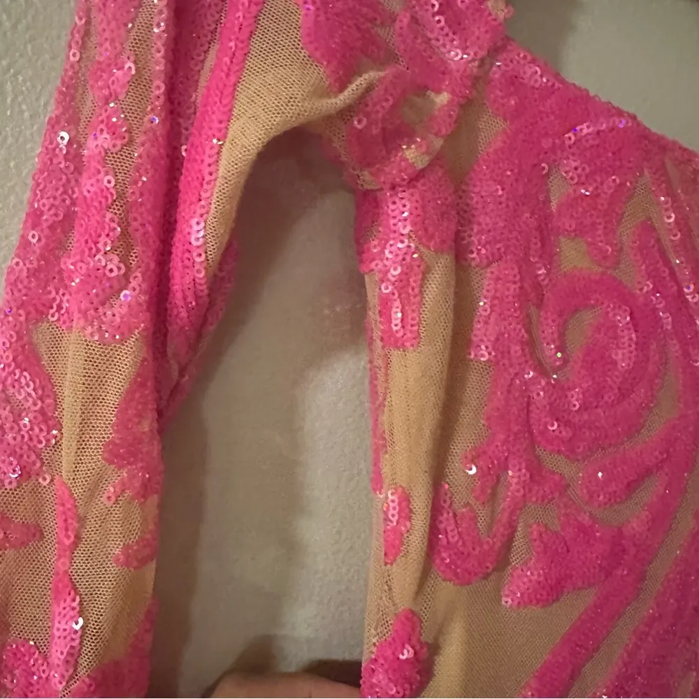 Lucy in the Sky Giulia Iridescent Sequin Mesh Dress in Pink SZ S - Image 10