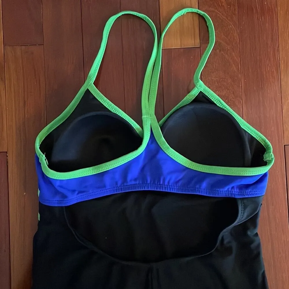 Catalina One Piece Black Blue Racerback Colorblock Swimsuit Vacation Retro Y2K - Image 4