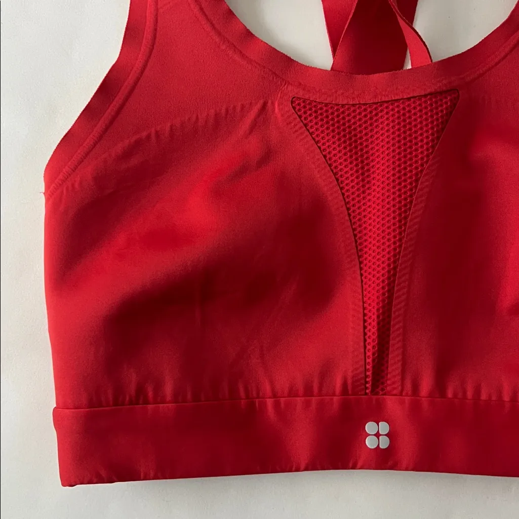 SWEATY BETTY ALL TRAIN High Impact Sports Bra in Cardinal Red 34DD - Image 4
