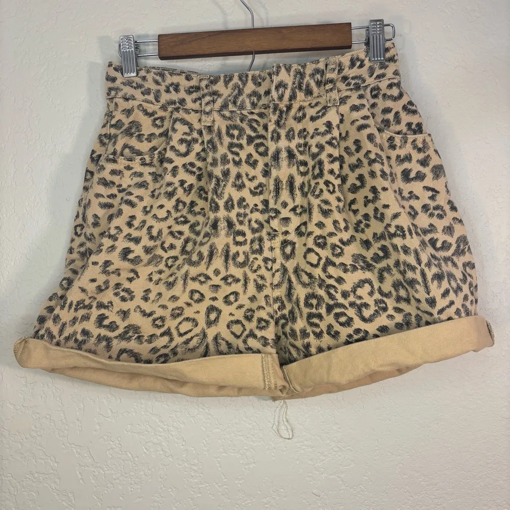 Free People Printed Dogtown High Waist Shorts Cheetah Black Tan Size 25 - Image 5