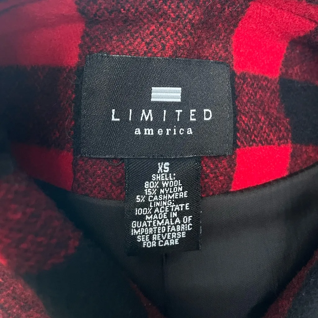 Vintage Limited America Plaid Jacket Wool Cashmere Blend Red Checker Women’s XS - Image 4
