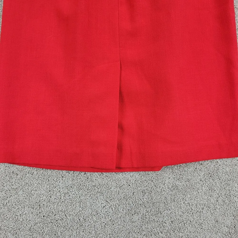 Vintage Karen Scott Womens Suit 8 Red Black Piping Single Button Jacket Skirt - Image 5