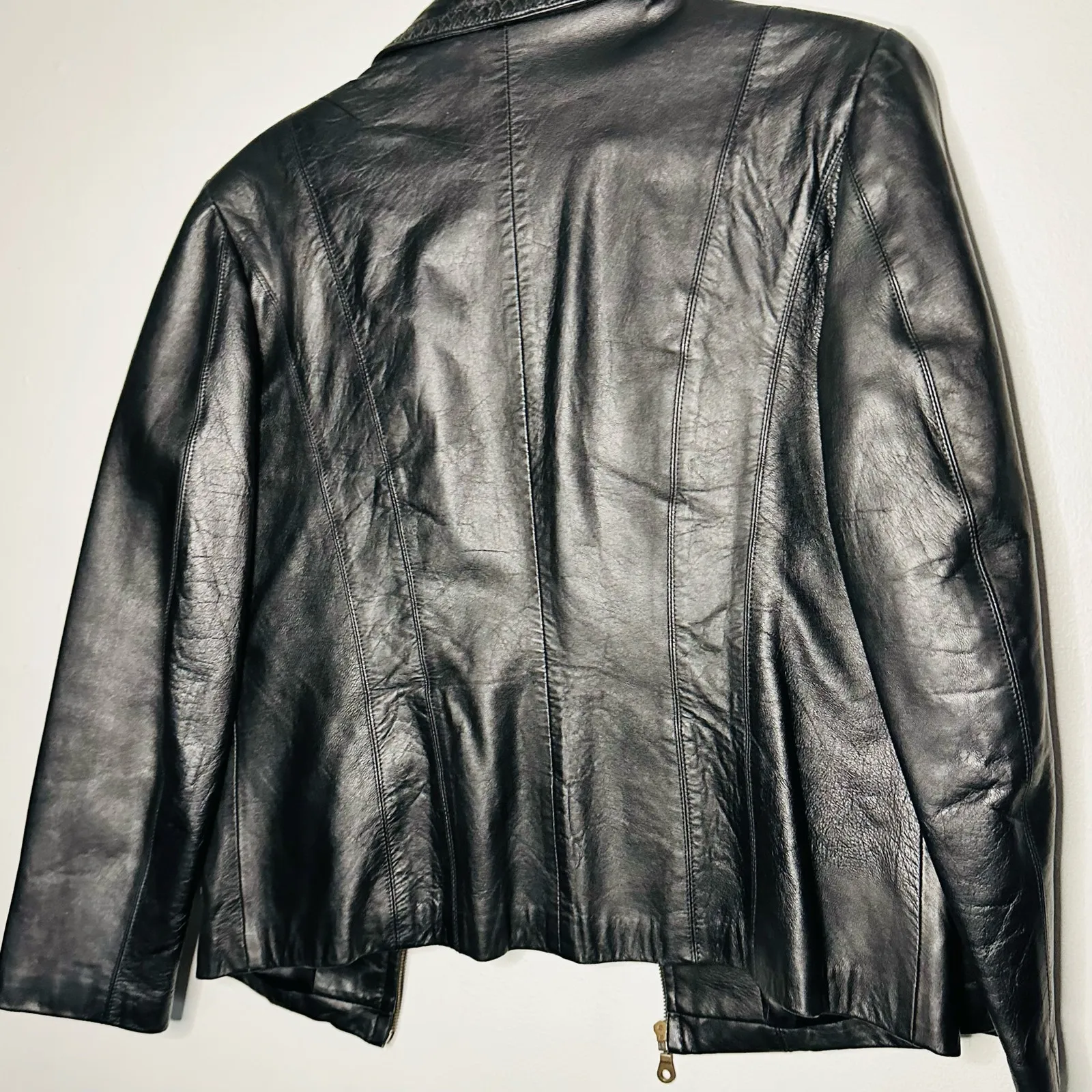 Vintage Alan Michael Black Braided Leather Zip Up Front Leather Blazer Jacket M Size M - Image 3