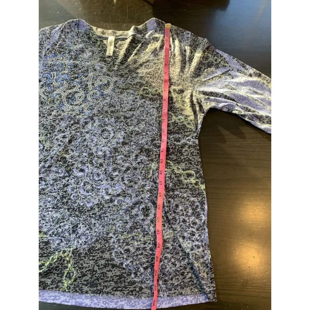 California Bloom McBling Witchy Whimsygoth Burnout Shirt Womens Large V Neck USA Purple - Image 10