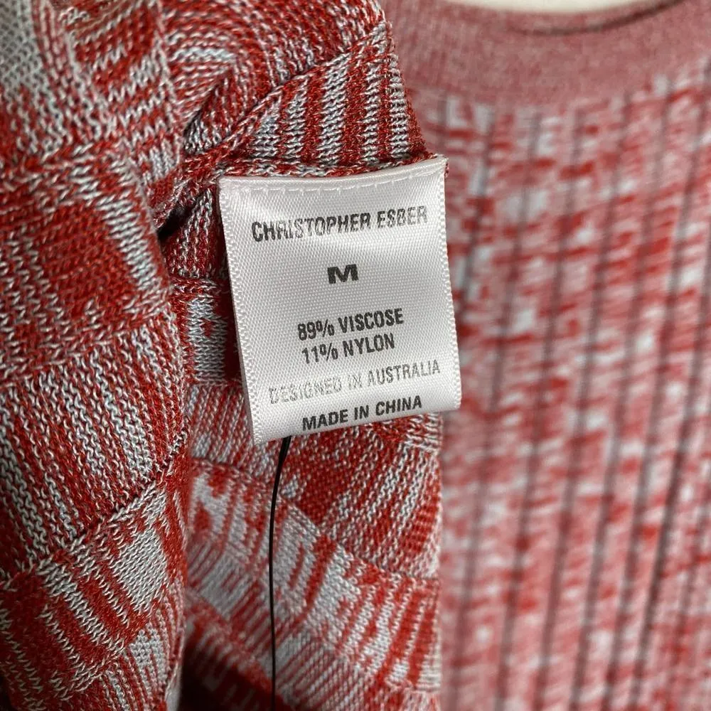 Christopher Esber Mélange Pleated Knit Tie Ribbed Maxi Skirt Red Medium Marled - Image 10