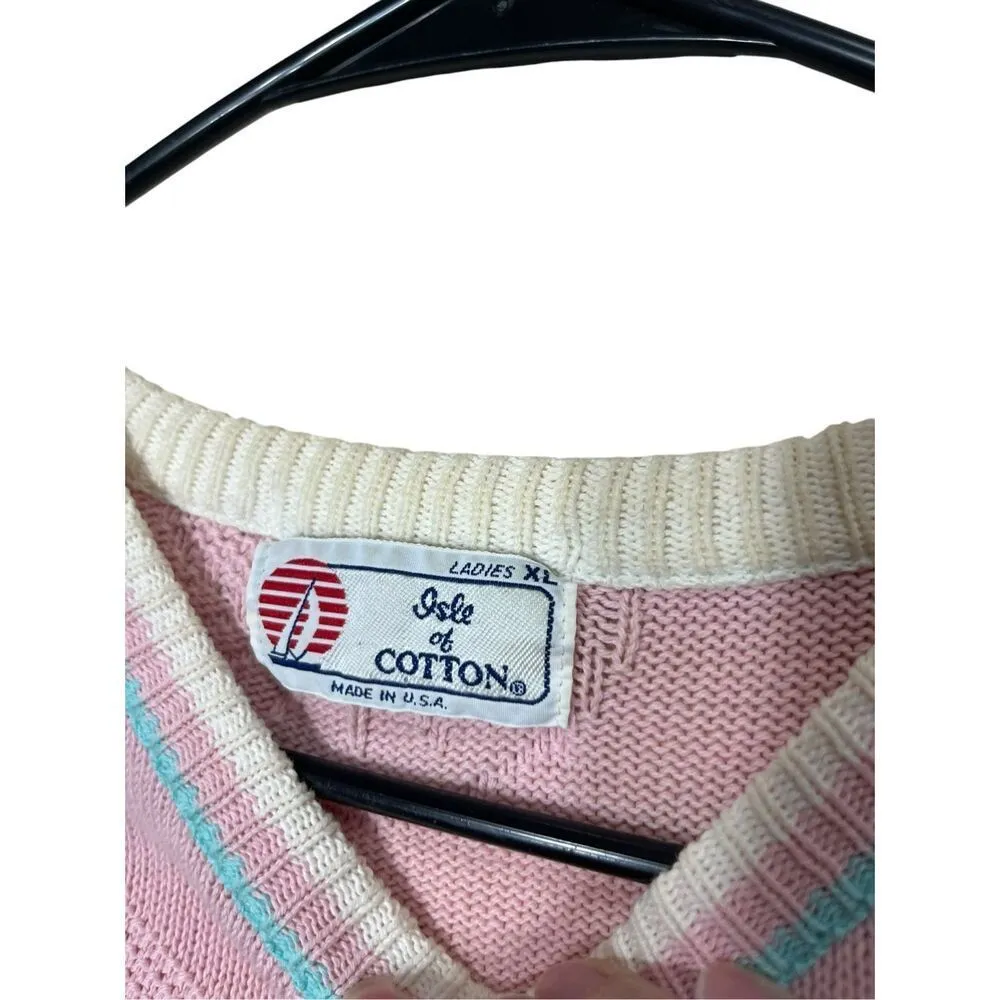Vintage Isle Of Cotton Light Pink Seashell Beach Theme Sweater‎ Size XL - Image 5