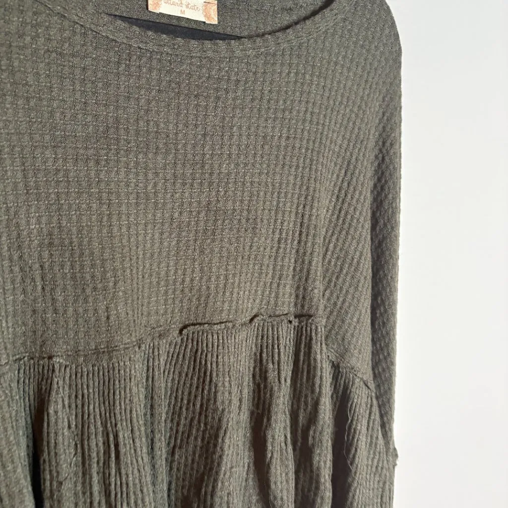 Altar'd State dark green waffle thermal long sleeve top - Image 2