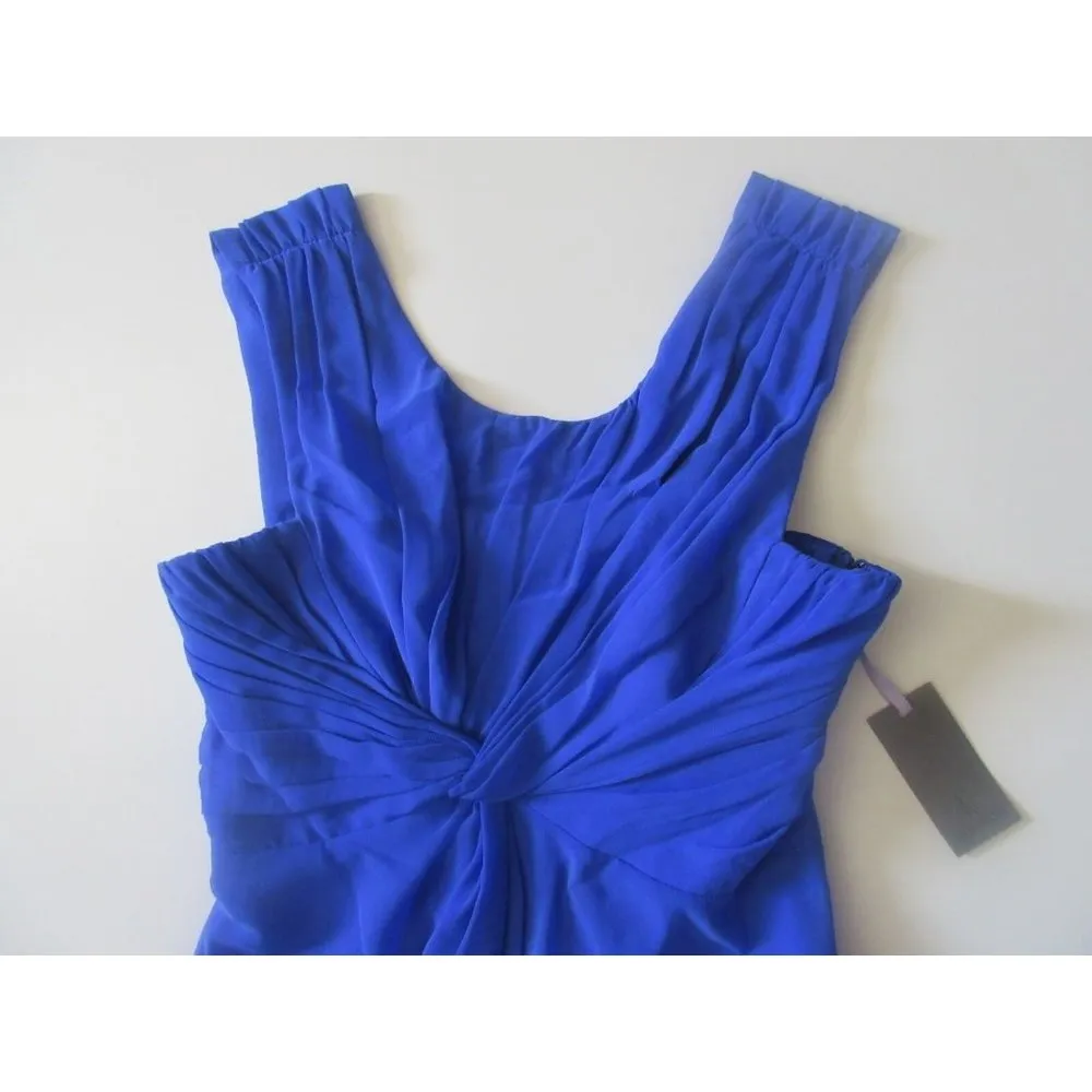 NWT Vera Wang Blue Knotted Slit Shoulder Grecian Chiffon Sleeveless Gown Dress 2 - Image 5