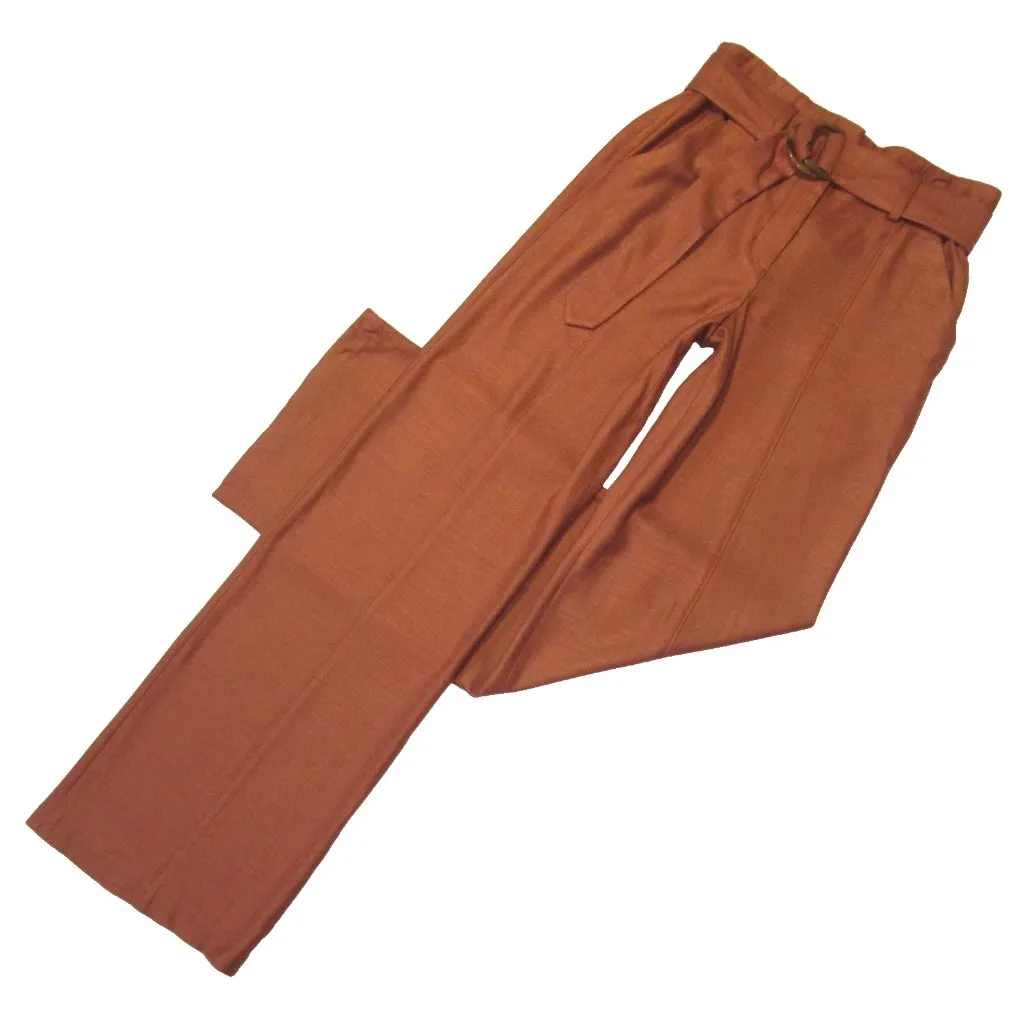 NWT Veronica Beard Sunny Pant in Golden Brown Fluid Twill Wide Leg Pants 8 $448 - Image 2