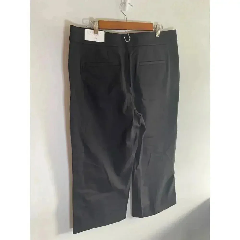 NWT Loft Outlet Black High Rise Slim‎ Wide Leg Crop Pants Size 14 New! 0162 - Image 5