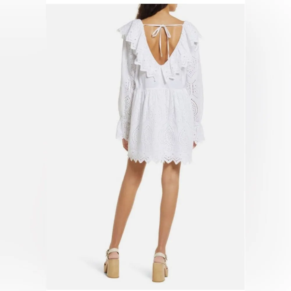 TopShop white cover or dress  Short Sleeves embroidered Dress M viscoses - Image 2