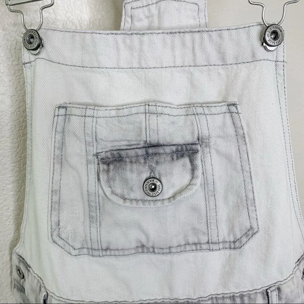 Zara Basic Bleach Distressed Cargo Style Jeans Overalls - Image 4