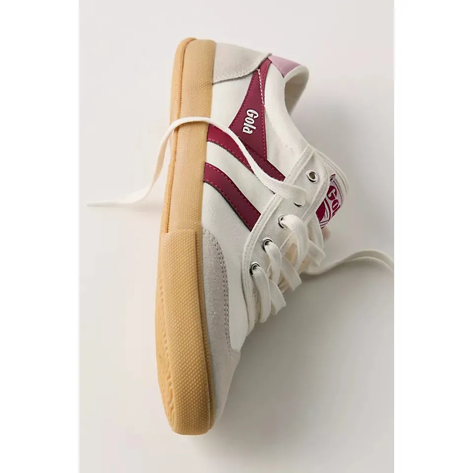 Gola Badminton Court Canvas Suede Off White Cerise Candy Retro Sneakers 8.5 Pink - Image 10