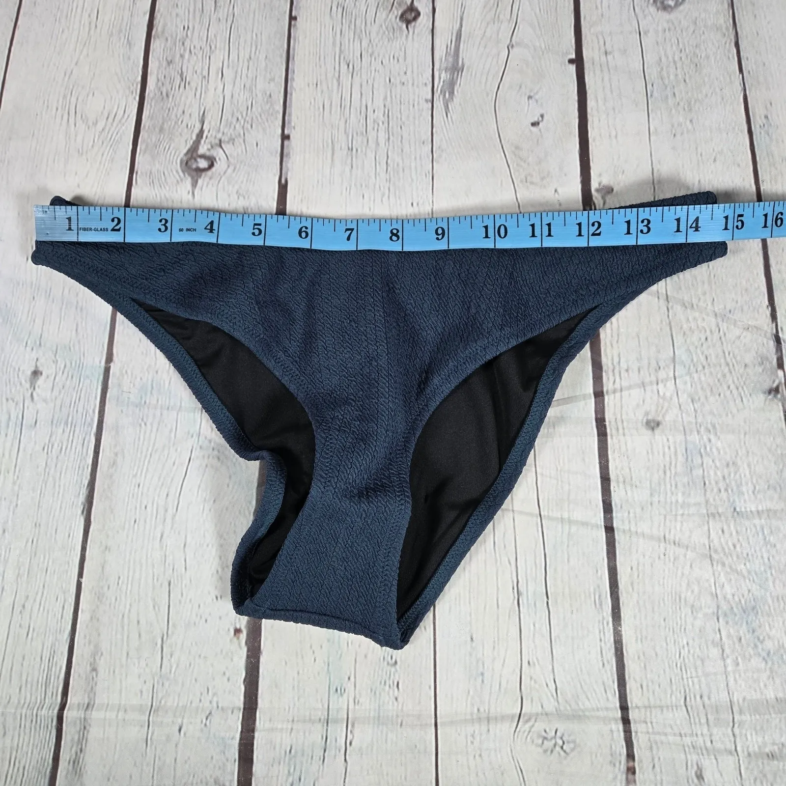 J. Crew Textured curved-waist‎ cheeky bikini bottom in Navy M NWT - Image 7