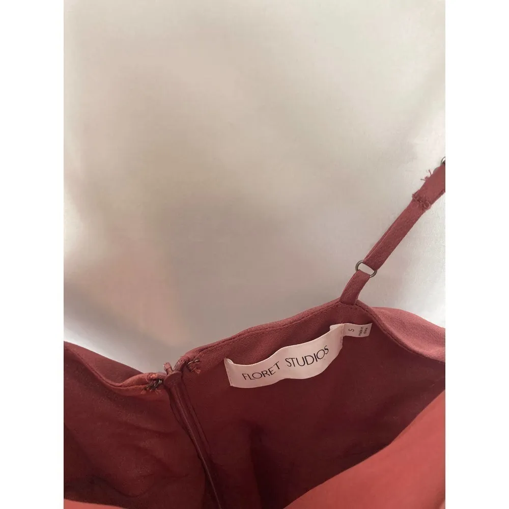 Floret Studios Ruched Satin Slipdress in Dark Mauve size small Pink - Image 4