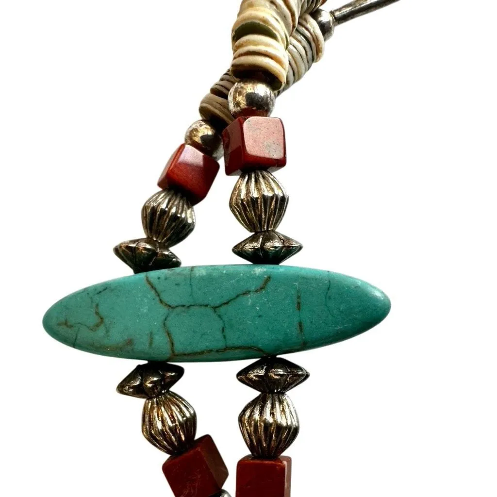 Southwestern Dyed Howlite, Coral & Shell Beaded Bracelet - Image 8