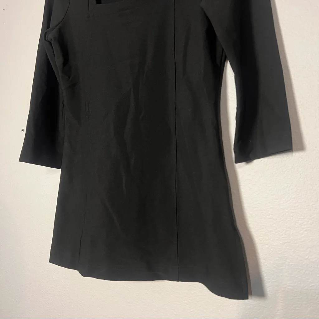 Boston Proper Blouse Square Neck 3/4 Sleeve Top Black Size Medium - Image 5