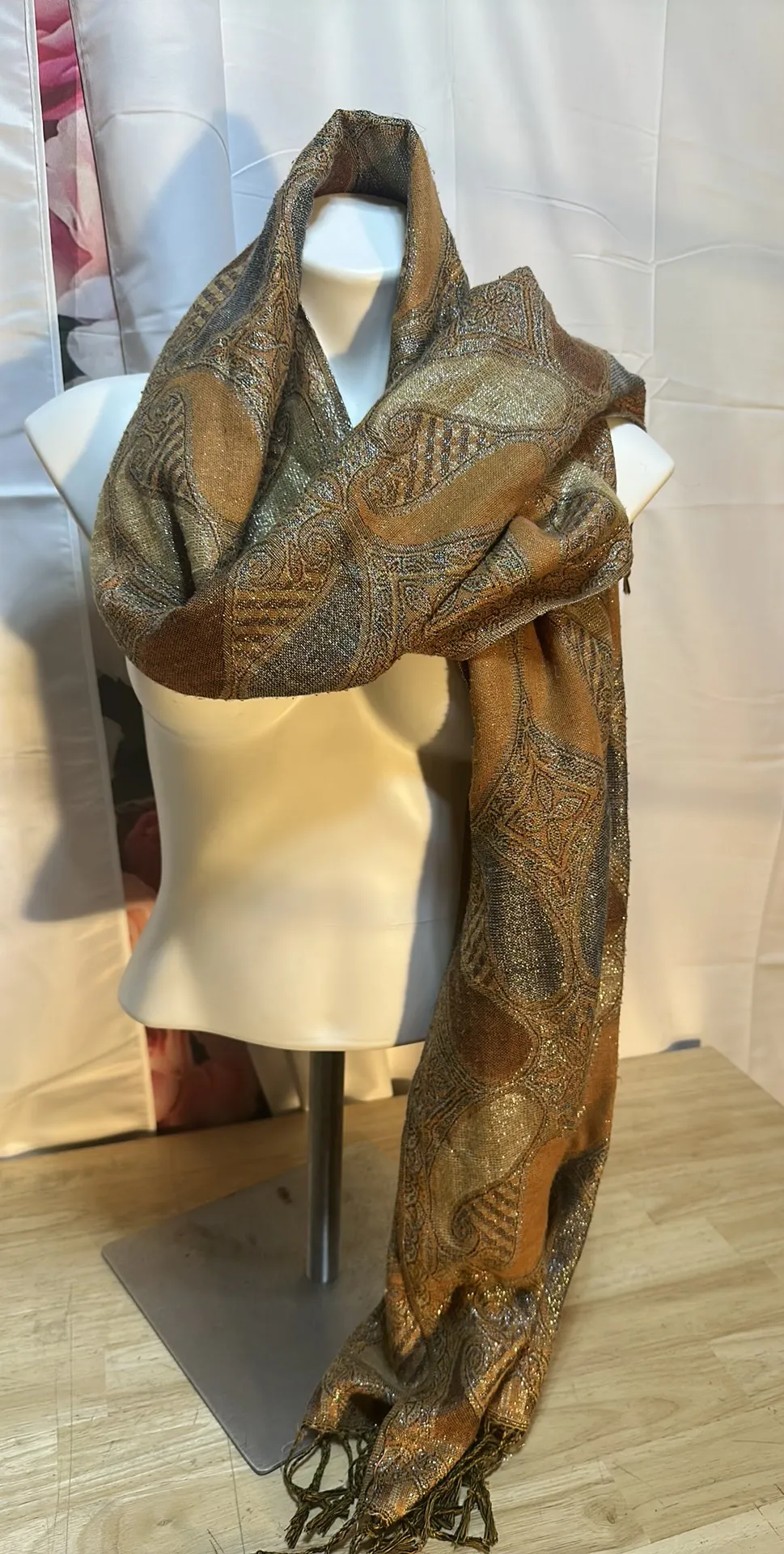 Paisley Print Scarf Pashmina Silk Oversized - Image 2