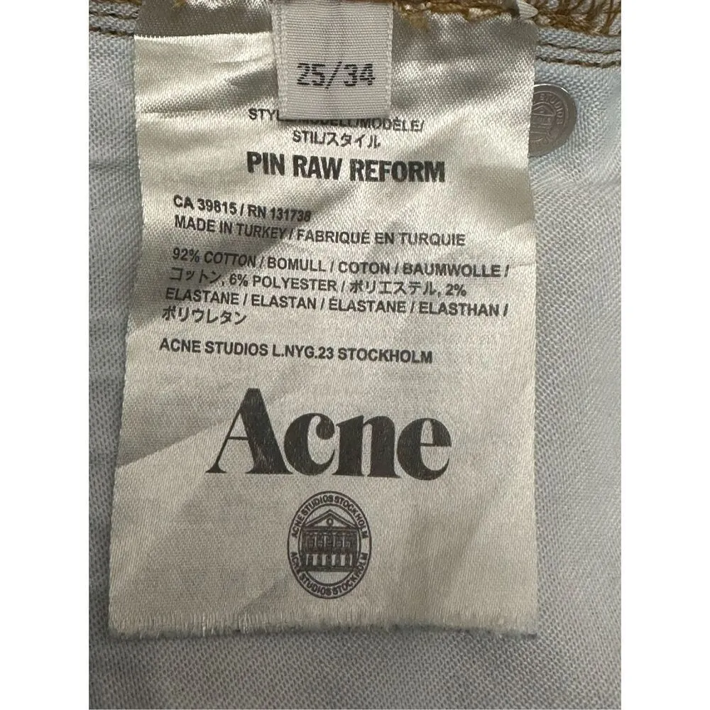 Acne Studios Pin Raw Reform Jeans Sz: 25/34 - Image 4