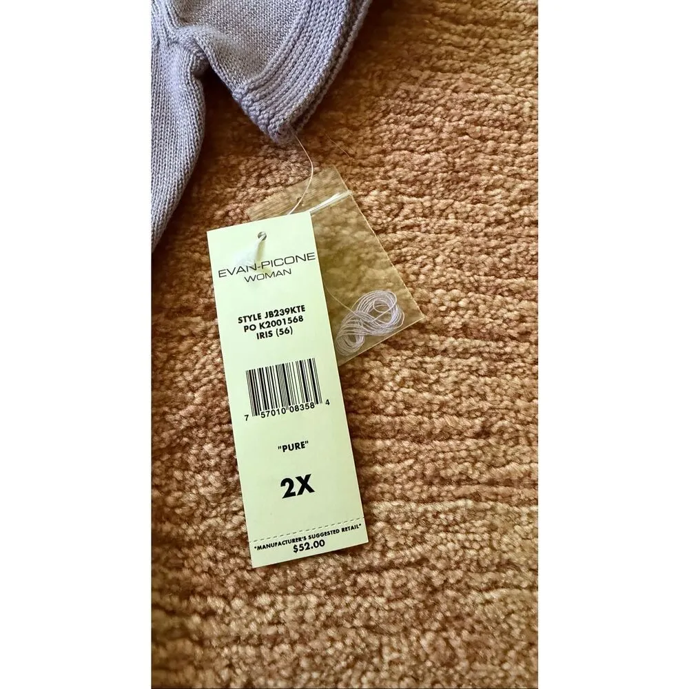 NWT Evan Picone Woman Lavender Knit Short Sleeve Top Pullover Stretch 2X - Image 8