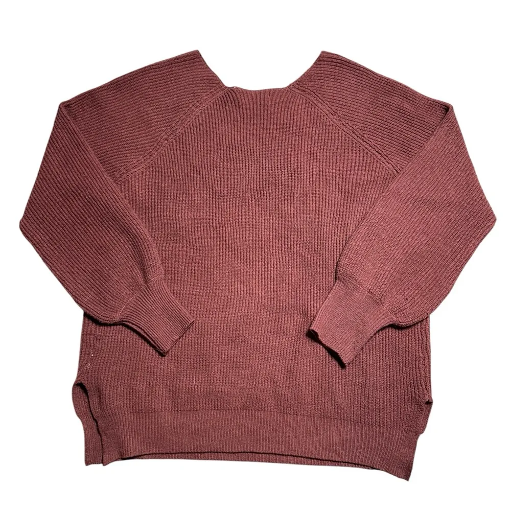 Lulus Lulu’s Rust Brown Ribbed Knit V Neck Pullover Sweater Women’s US Large - Image 8