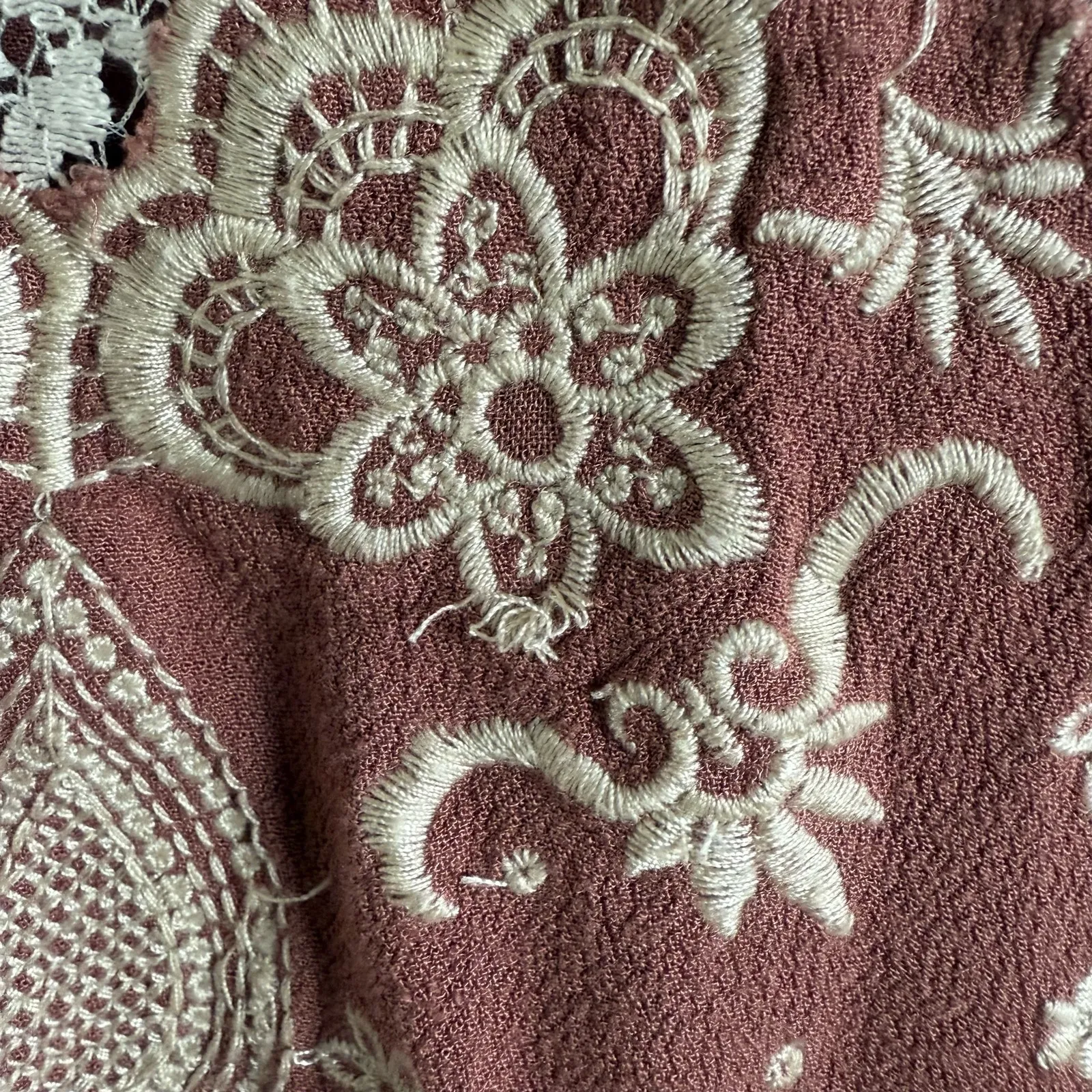 Forever 21 Womens Dress Sz 1X Mini Embroidered Dusty Rose Tunic‎ Cottagecore - Image 4