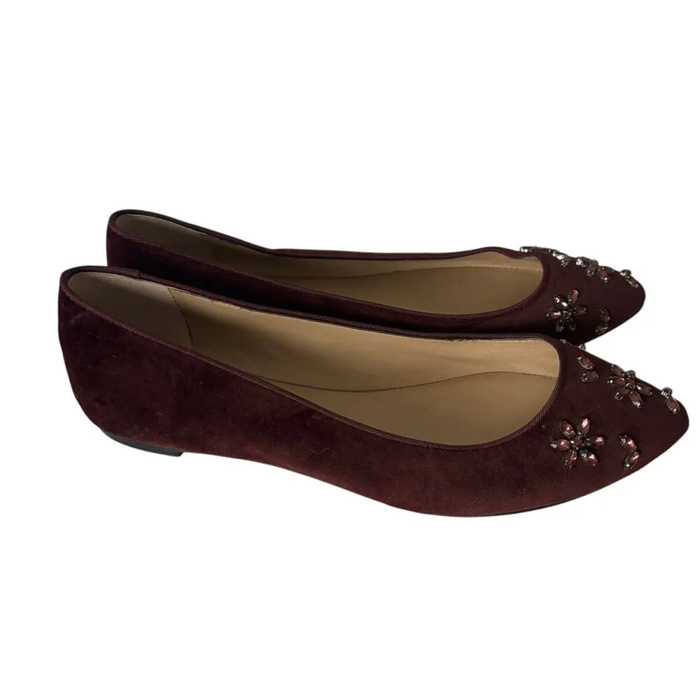 Ann Taylor Ruby Wine Auden Velvet Jeweled Flats - Image 2