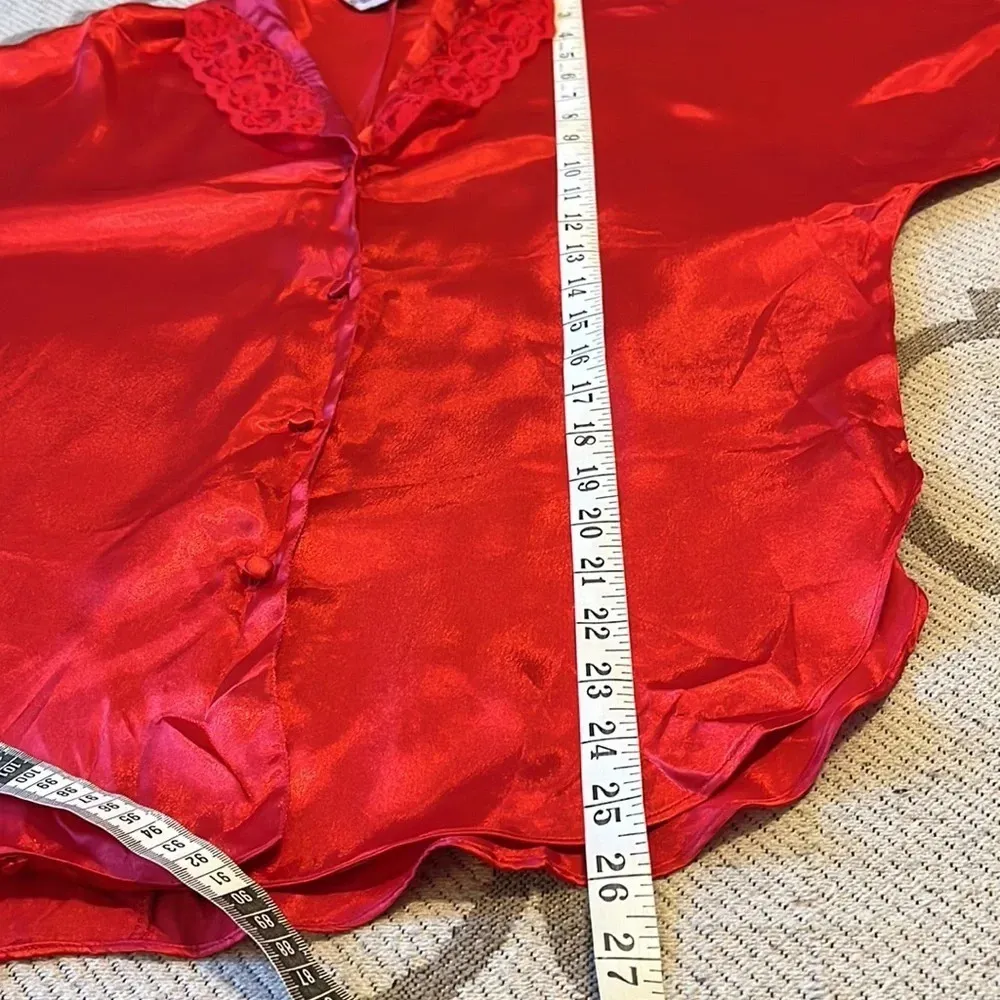 Private Touches Polyester satin pajamas pant set Red Size M - Image 11