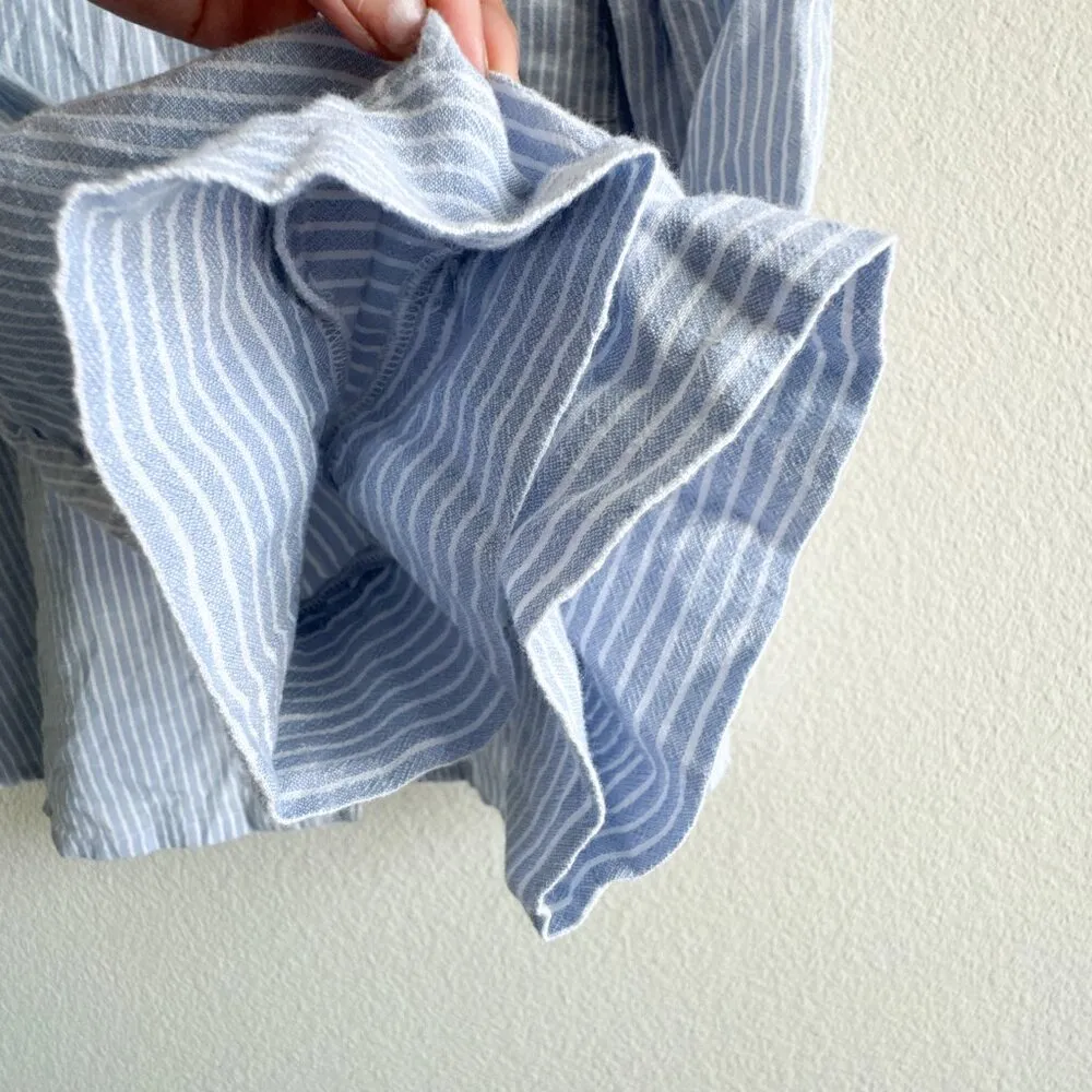 Eberjey Long Sleeve Nautico Stripe Blue White Shirt Top Size Medium - Image 6