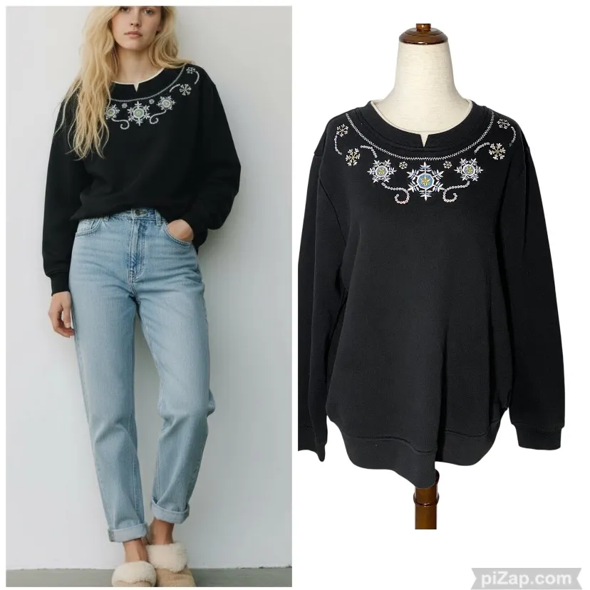 VINTAGE BRECKENRIDGE Embroidered Sequin Snowflake Sweatshirt - Image 2