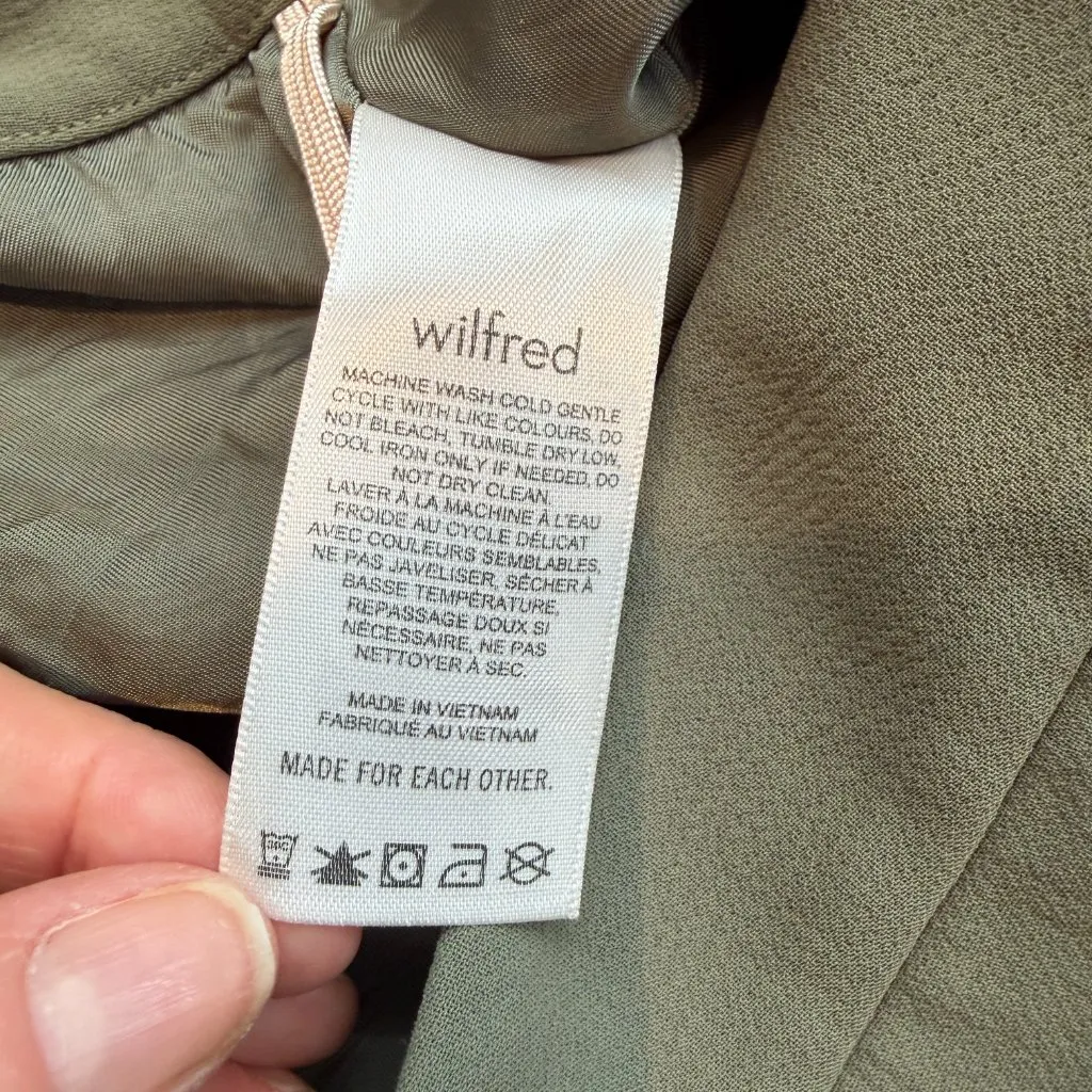 ARITZIA Wilfred Button Front Lined Mini Skirt Size 4 Light Olive Green - Image 8