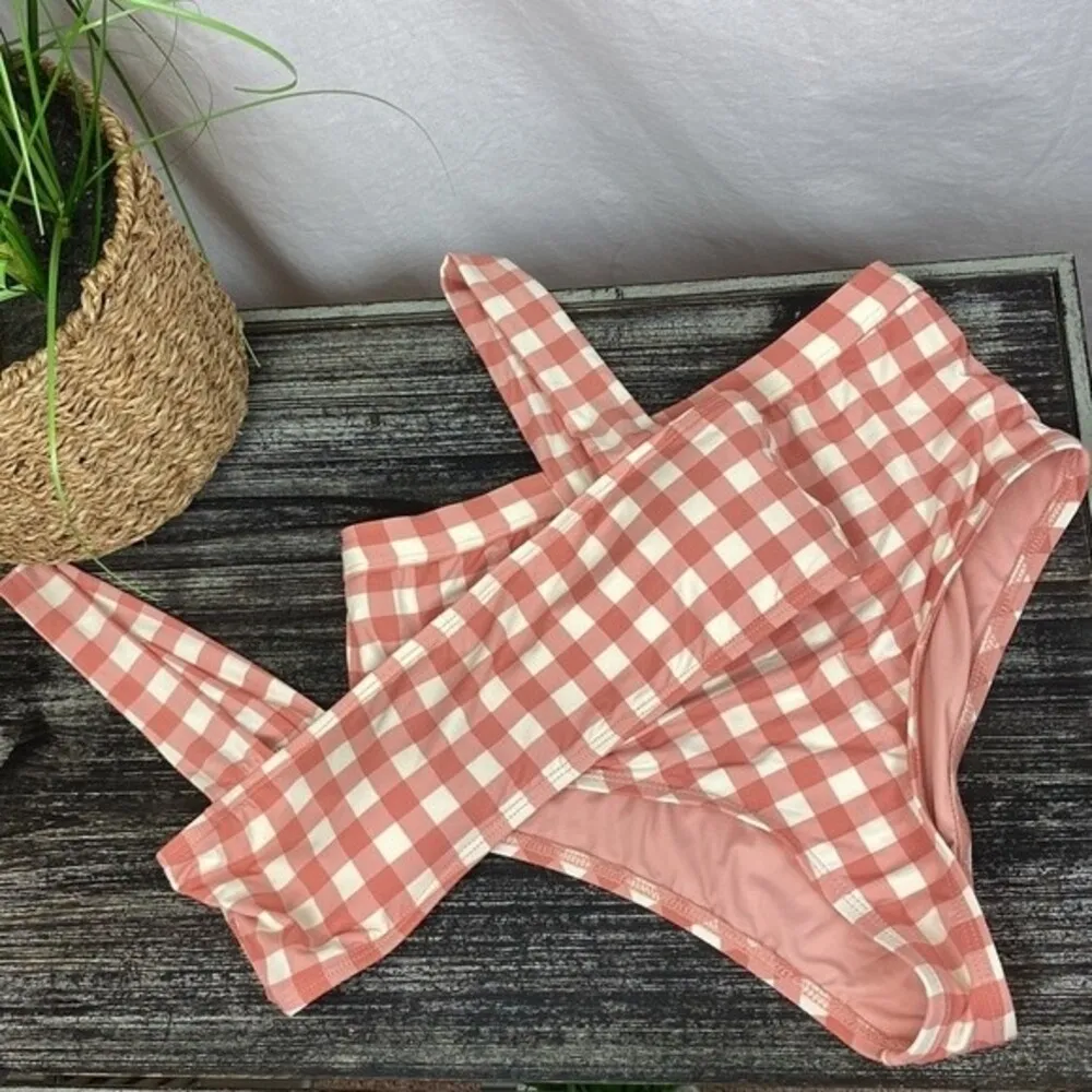 Ris-K Plaid Gingham 2 Piece Bikini Swim Suit M - Image 3