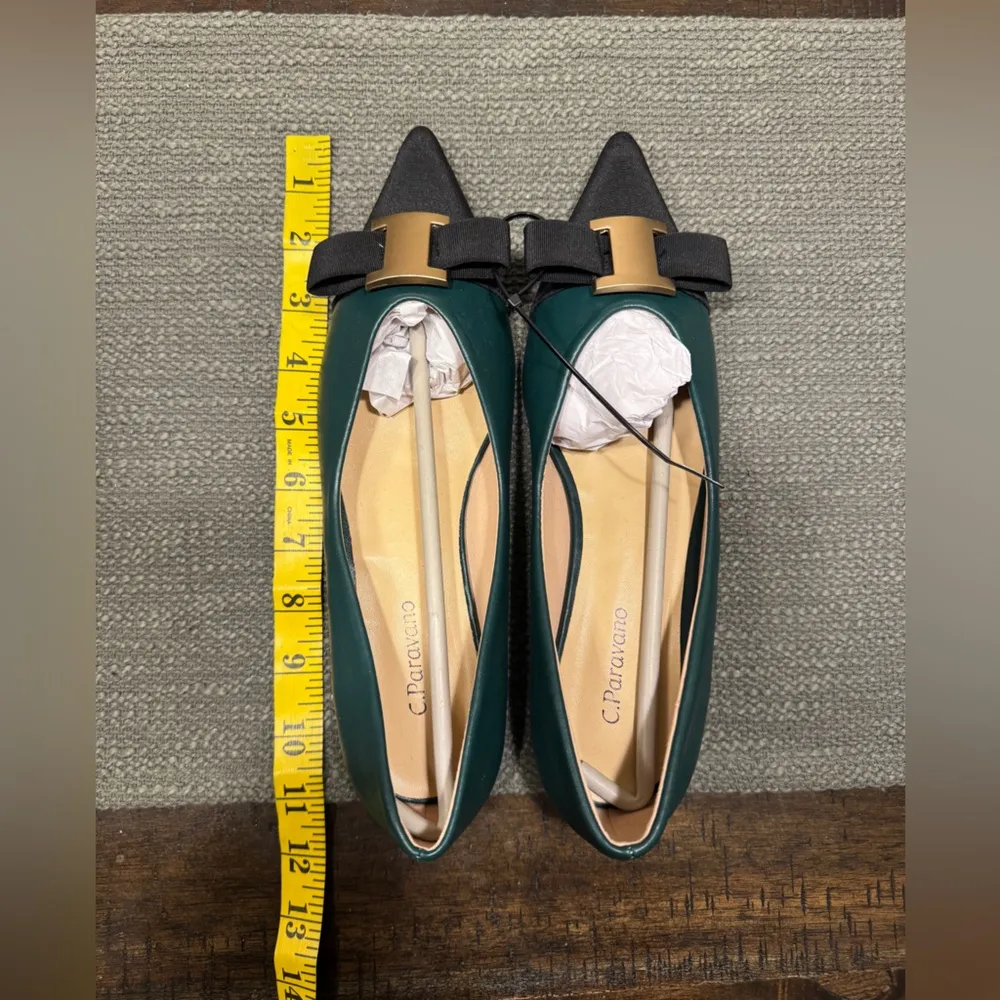 C.Paravano Chic Green and Black Bow Flats Size undefined - Image 6