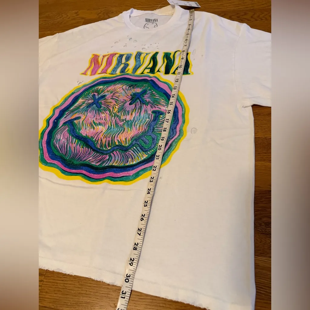 Nirvana Distressed T-shirt Dress white size S/M - Image 15