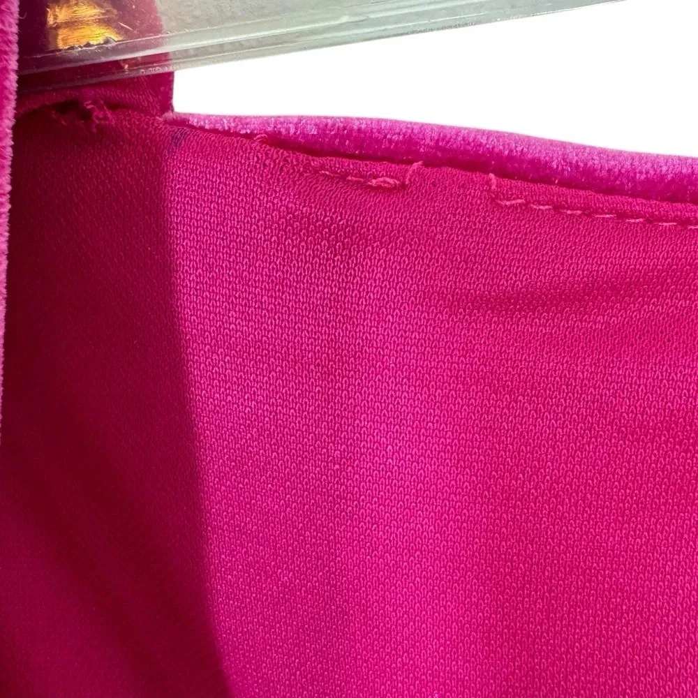 ZARA Pink Velvet Bodysuit Asymmetric Neck Long Sleeve Magenta Pink Size S - Image 10