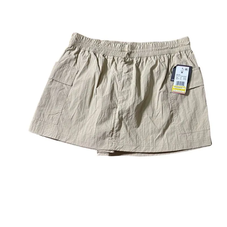 Grayson threads Casual Beige Cotton Skort with Elastic‎ Waist and Pockets - Image 2