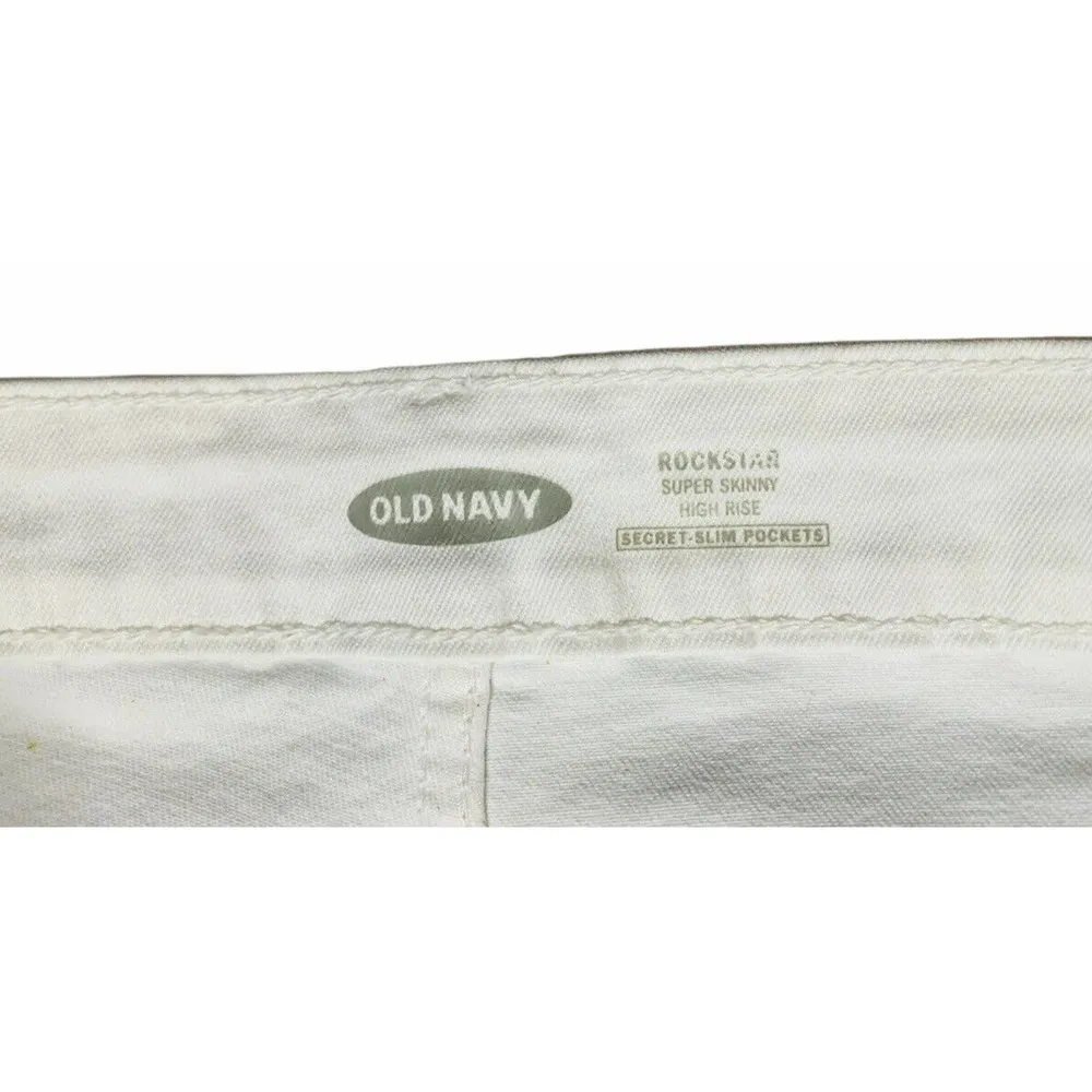 NEW Old Navy High Waist Rockstar Super Skinny Jeans Slimming White Raw Hem Sz 18 - Image 5