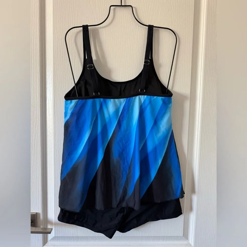 Urchics Women’s Tankini Boyshorts Swimsuit Tummy Control 2 Piece Blue Gradient M Size M - Image 4