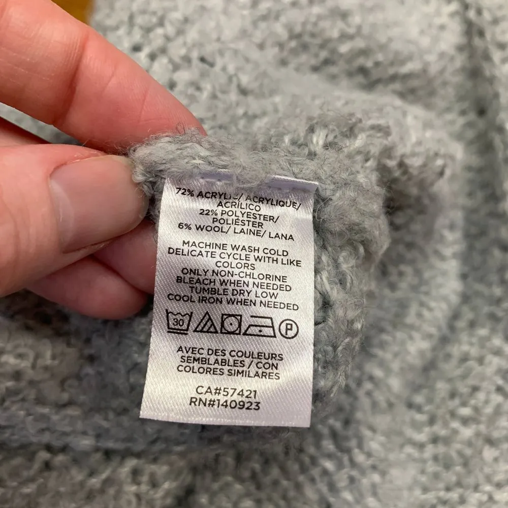 LOFT Cardigan Womens Medium Gray Sleeveless Long Sweater Vest Chunky Knit Pocket - Image 6