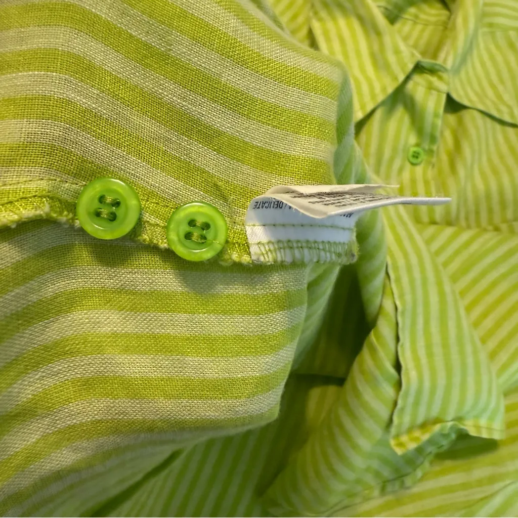 Liz Claiborne Liz Sport Linen Sleeveless Blouse Top Women’s Size Large Green - Image 6