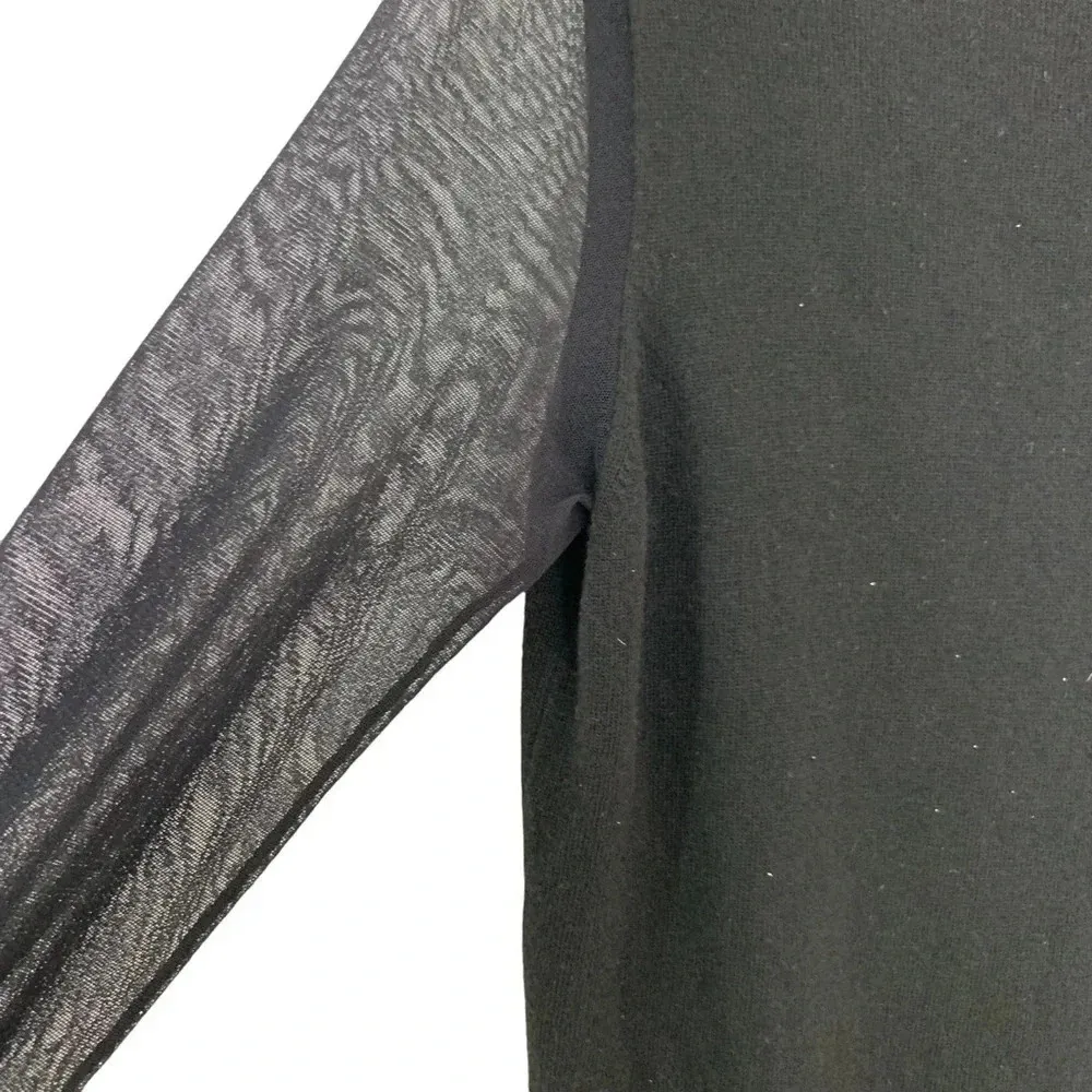 Fuzzi by Jean Paul Gaultier Sweater Sheer Sleeve V Neck Top Black Size XS NWT - Image 6