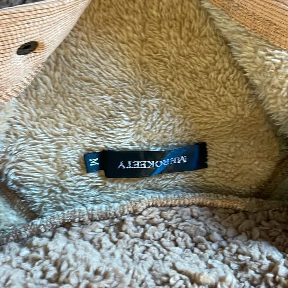 Merokeety tan Sherpa snap front shacket size M - Image 6