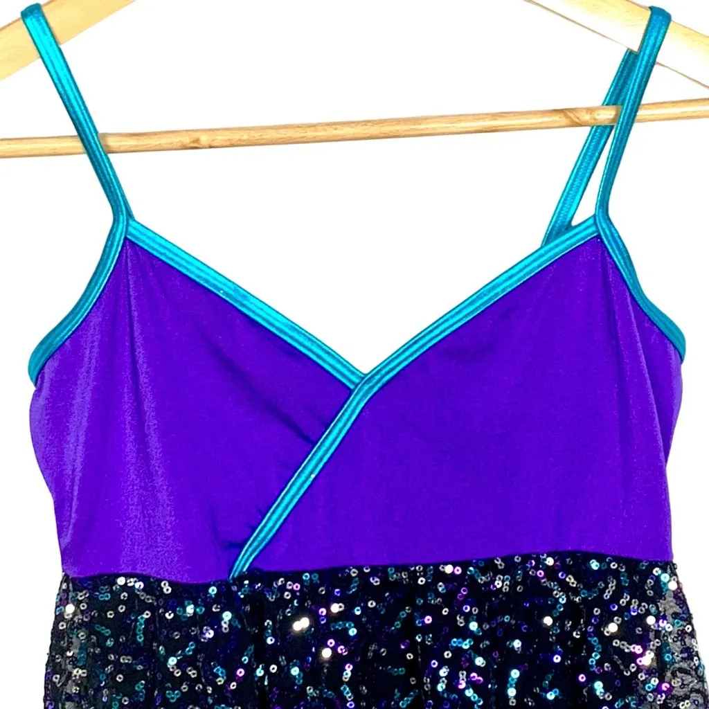 Body Wrappers Luminous Sequins Dance Skate Dress M Purple Black Style Costume - Image 3