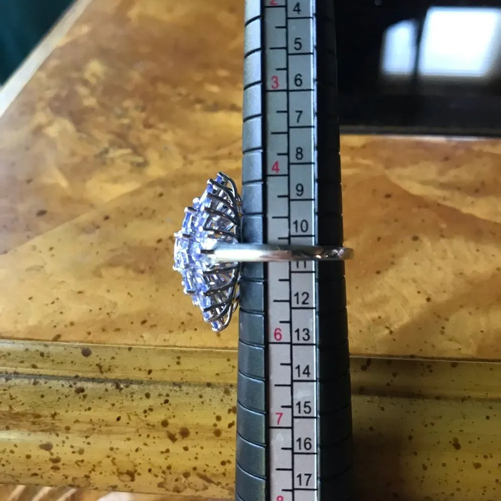 Natural Tanzanite Sterling Silver Cocktail Ring Size 5 - Image 6