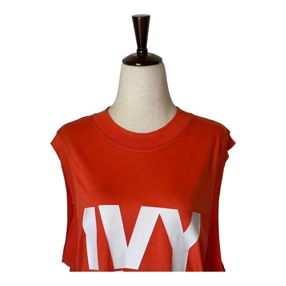 Ivy‎ Park Orange And White Modal Crew Neck Sleeveless Tank Top Size S - Image 5
